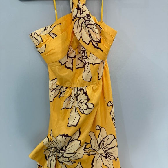 NWT Anthropologie Hutch Dress Halter Maxi Ruffle in Maize Yellow Floral - Picture 6 of 9